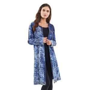 Adore Denim Blue Size Large Studded Acid Wash Long Jacket